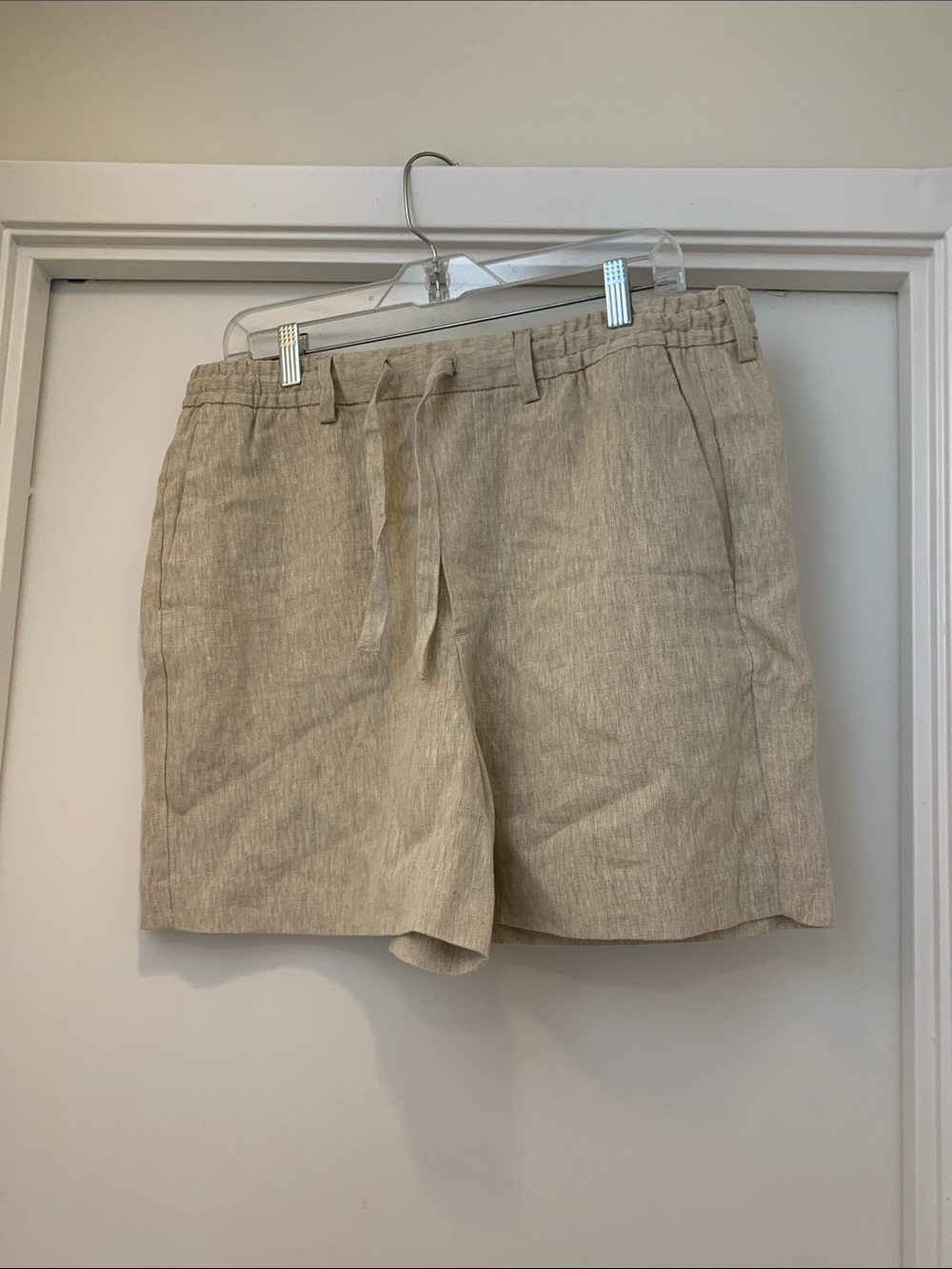 Woman’s 100 linen  Drawstring Shorts - Beige
